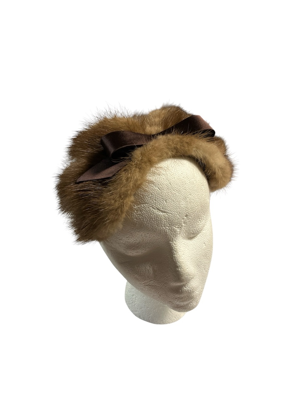 Brown Faux Fur Headband with Bow